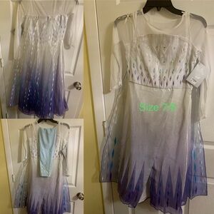 Disney parks castle collection frozen princess Elsa costume size 7/8 White Dress